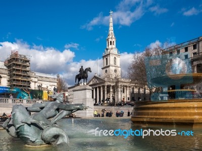 View Of Trafalgar Square Stock Photo