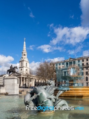 View Of Trafalgar Square Stock Photo