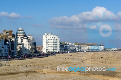 View Of Various Hotels And Apartments In Eastbourne Stock Photo