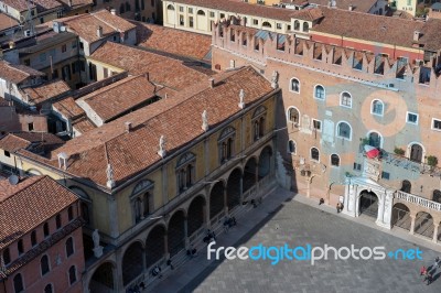 View Of Verona From The Lamberti Tower Stock Photo