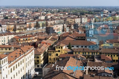 View Of Verona From The Lamberti Tower Stock Photo