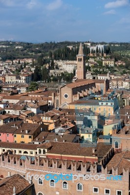 View Of Verona From The Lamberti Tower Stock Photo