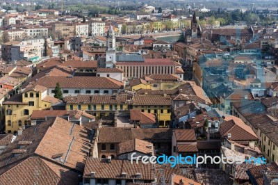 View Of Verona From The Lamberti Tower Stock Photo