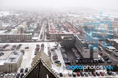 View Over Reykjavik From Hallgrimskirkja Church Stock Photo