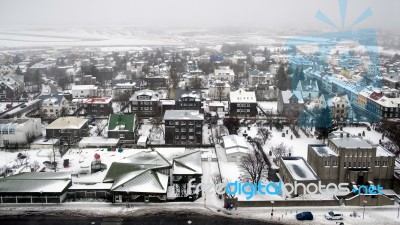 View Over Reykjavik From Hallgrimskirkja Church Stock Photo