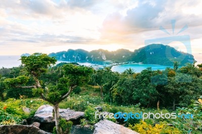 View Point Bay Koh Phi Phi Don In Andaman Sea, Phi Phi Islands K… Stock Photo