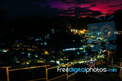 View Point Bay Koh Phi Phi Don On Sunset In Andaman Sea, Phi Phi… Stock Photo