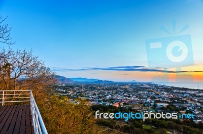 View Point Hua Hin City At Sunrise Stock Photo