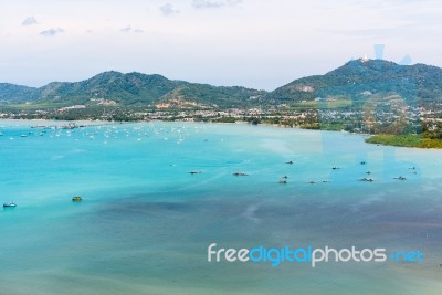 View Sea And Pier For Travel Boat In Phuket Island, Thailand Stock Photo