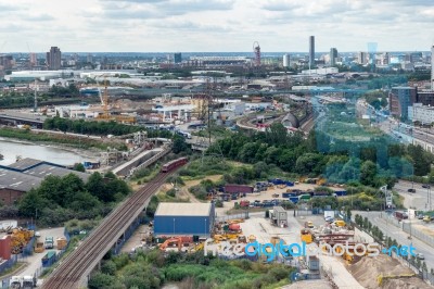 View Towards The Olympic Village From London's Cable Car Stock Photo