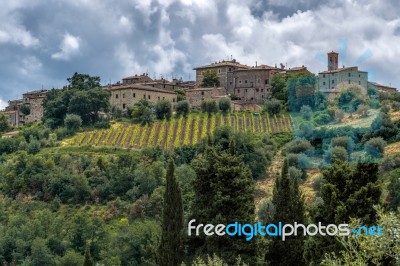 View Up To Montalcino Tuscany Stock Photo