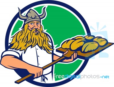 Viking Baker Peel Dough Circle Retro Stock Image