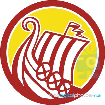 Viking Ship Circle Retro Stock Image