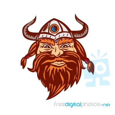 Viking Warrior Head Angry Isolated Retro Stock Image