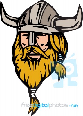 Viking Warrior Head Retro Stock Image