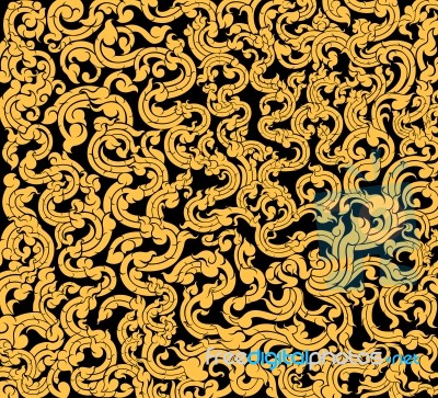 Vine Art Pattern On A Black Background Stock Image