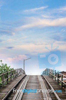 Vintage Blue Style An Old Timber Bridge Stock Photo