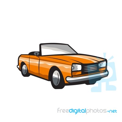 Vintage Cabriolet Top-down Car Isolated Retro Stock Image