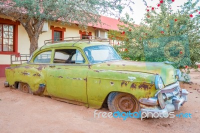 Vintage Car In Namibia Stock Photo