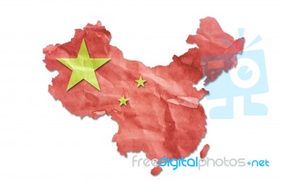 Vintage China Flag Paper Grunge Stock Image