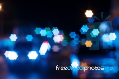 Vintage City Night Light Bokeh Stock Photo