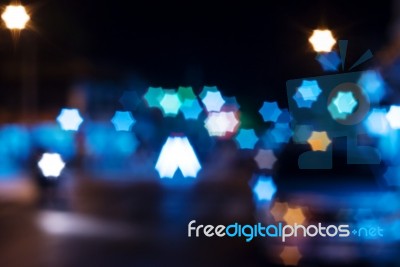 Vintage City Night Light Bokeh Stock Photo