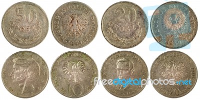 Vintage Coins Of Poland Stock Photo