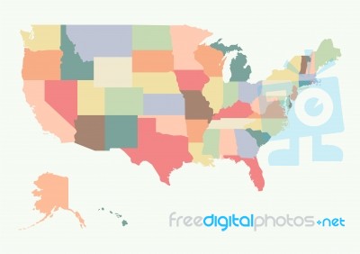 Vintage Colorful Usa Map Stock Image