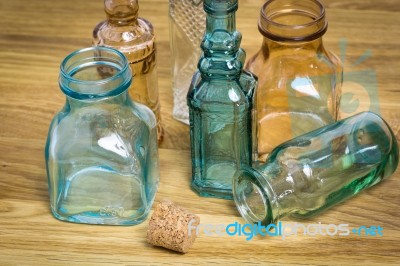 Vintage Glass Bottles Stock Photo