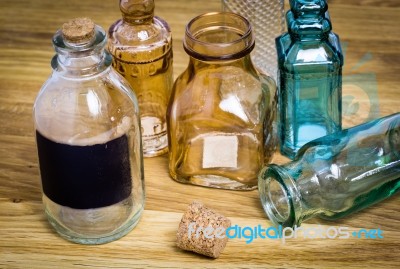 Vintage Glass Bottles Stock Photo