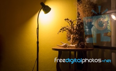 Vintage Light Bulb In Living Room Stock Photo