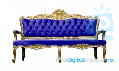 Vintage Luxury Blue Sofa Armchair Isolated On White Stock Photo