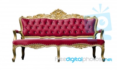 Vintage Luxury Red Sofa Armchair Isolated On White Stock Photo