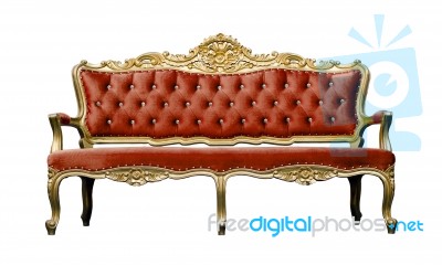 Vintage Luxury Scarlet Sofa Armchair Isolated On White Stock Photo