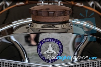 Vintage Mercedes Radiator Cap And Badge Stock Photo