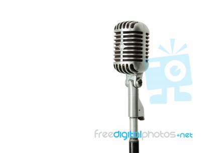 Vintage Microphone Isolated On White Stock Photo