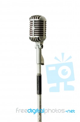 Vintage Microphone Isolated On White Stock Photo