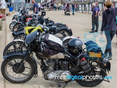 Vintage Motorcycles On Display In Southwold Stock Photo