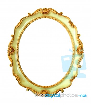 Vintage Oval Frame Isolated On White Background Stock Photo