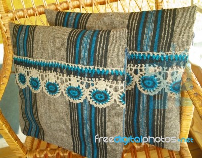 Vintage Pillowcase Handwoven Stock Photo