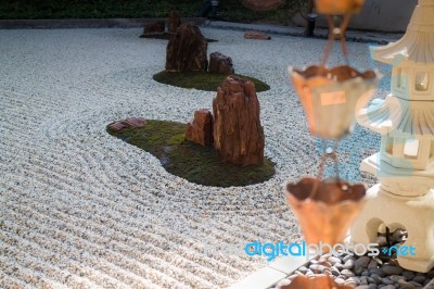 Vintage Rain Waters Way-out In Zen Garden Stock Photo