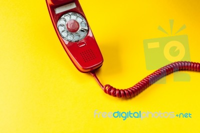 Vintage Red Phone Stock Photo