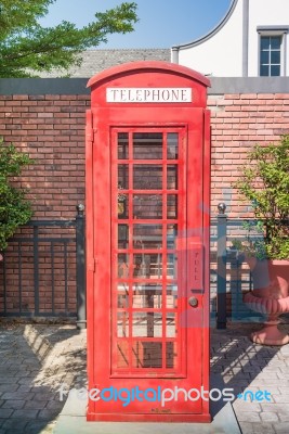 Vintage Red Telephone Box Stock Photo