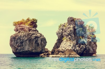 Vintage Small Island Stock Photo