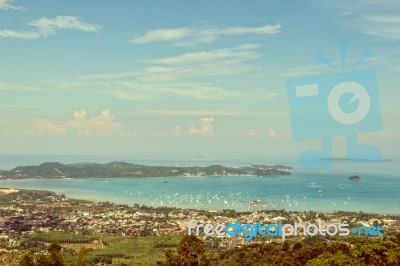 Vintage Style City And Sea Of Phuket Island Stock Photo