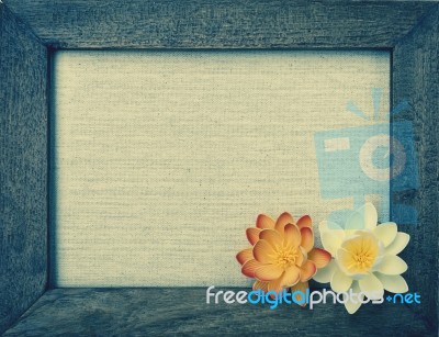 Vintage Style Wooden Frame And Flowers Stock Photo