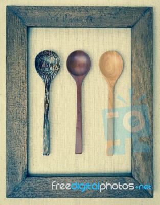 Vintage Style Wooden Spoon Stock Photo