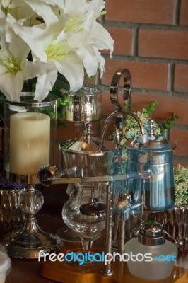 Vintage Styled Dinning Table Setting Stock Photo