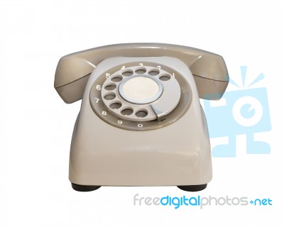 Vintage Telephone On White Background Stock Photo