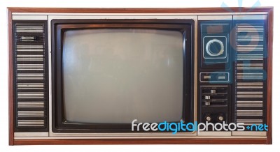 Vintage Television Isolated Stock Photo